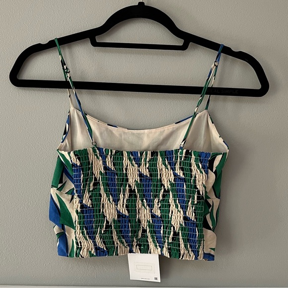 NWT Zara Linen Blend Printed Bustier Crop Top - Picture 5 of 7
